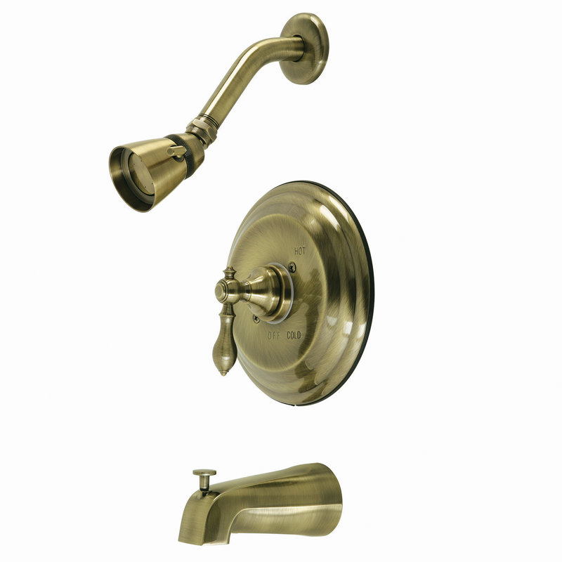 Kingston Brass American Classic Single-Handle Pressure Balanced Tub and Shower Faucet, Antique Brass