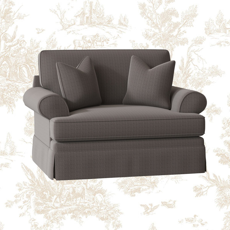 Brookner Upholstered Armchair, Zuma Charcoal Textured Linen