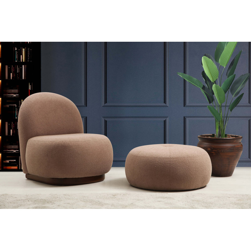 Aanyla 55cm Wide Round Solid Colour Pouffe Ottoman