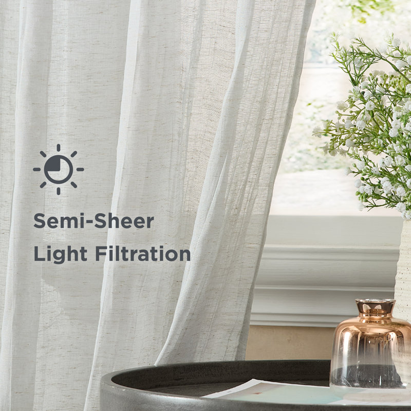  Solid Semi-Sheer Curtain Panels, 50" W x 84" H, Light Gray