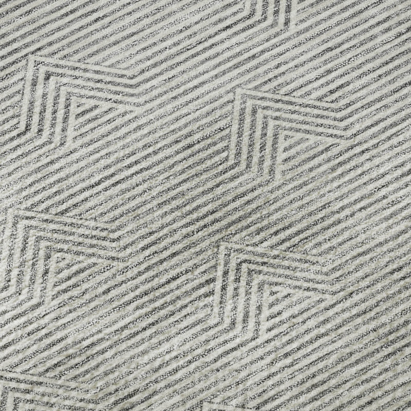 Tapis gris Prisco lavable à la machine de qualité supérieure, Rectangulaire 8 pi x 10 pi