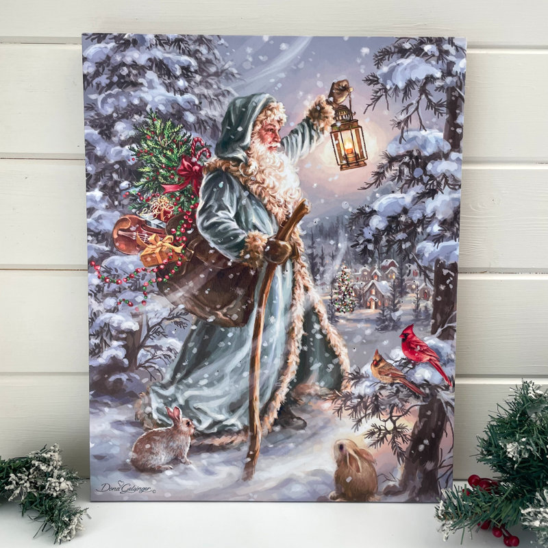 Fibre optique lumineuse Saint Nicholas 16 x 20 et toile DEL