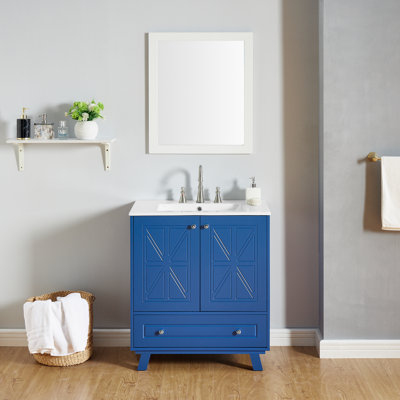 Millerstown 30'' Single Bathroom Vanity with Solid + Manufactured Wood Top