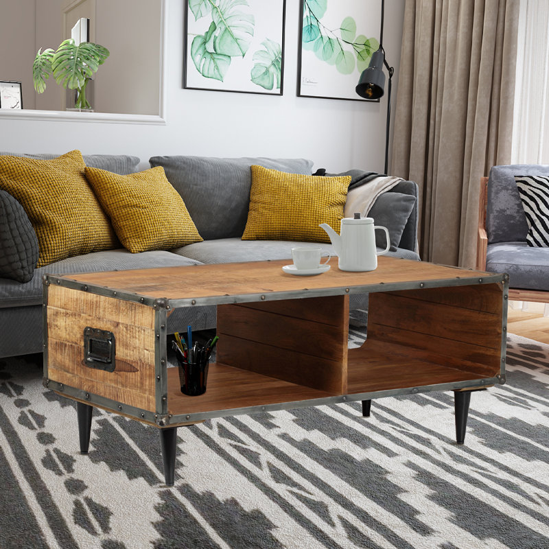 Table basse avec rangement Dayshanay, Brun