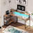 Gaming Desk With Led Strip, Computer Desk With Cpu Stand And Monitor Shelf,l-shaped Writing Desk With Versatile Iron Hooks And Ample Storage Space, Home Office Desk With Built-in Power Outlets-487670571