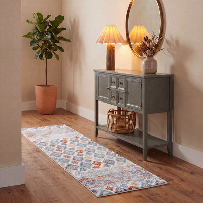 Evangelyn Geometric Blue Rust/Ivory Area Rug