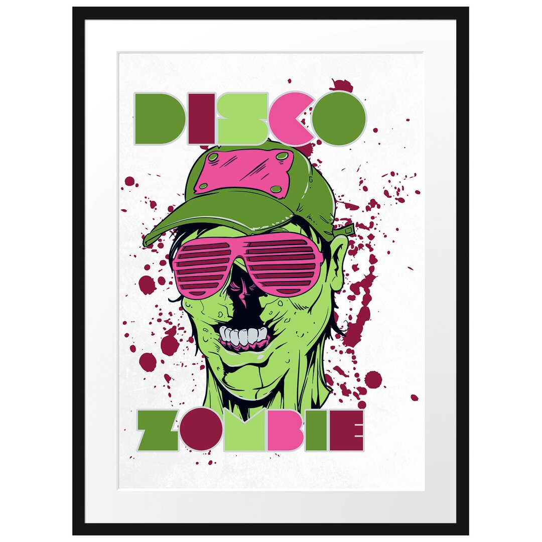 Gerahmtes Poster Disco Zombie White