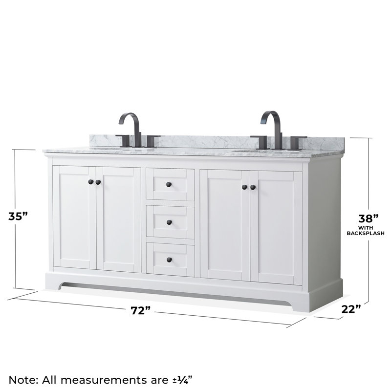 Ensemble de meuble-lavabo double 72 po Avery, Blanc, Noir mat