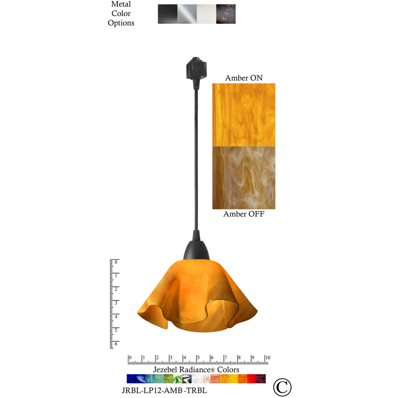 Luminaire suspendu Dale, Petit, Noir, Ambre jaune