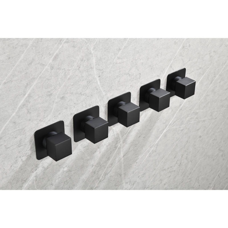 Adjustable Brass Handle Shower Valve - 3/4" Cast Metal, Corrosion Resistance, Matt Black Master Volume Control Mechanism Handle,