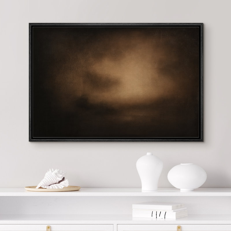 «Mist Light Gradient Abstract Atmosphere», reproduction d'art sur toile encadrée dans la chambre principale