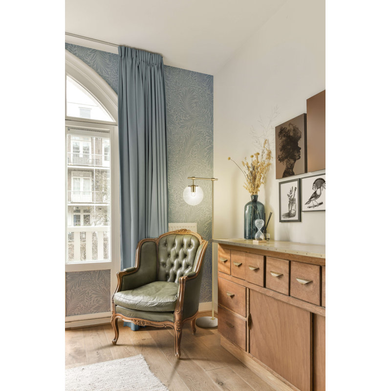 Latorya 150cm Traditional Floor Lamp, White/Brass