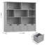Bibliothèque pour enfants Kirklyn 125,4 cm (49,4 po) de largeur, meuble de rangement pour jouets à 7 compartiments avec 4 tiroirs et bords arrondis sécuritaires pour les enfants, gris-101377298