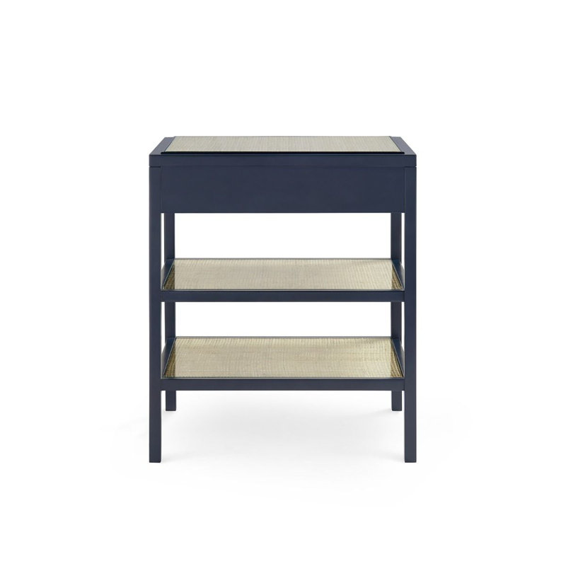 Caanan Glass End Table, Midnight Blue