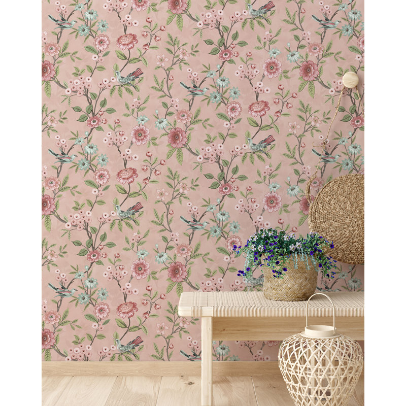 Elspeth Floral Trail Wallpaper, Pink