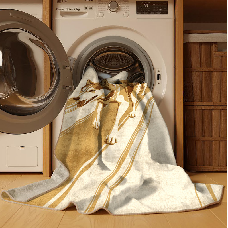 Tapis de style traîneau à chiens pour véhicule et transport lavable à la machine - beige, 7 x 9