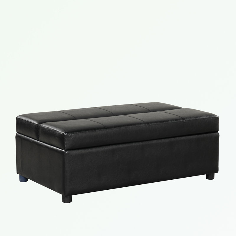 Repose-pieds simple pliant avec pieds en bois, Noir