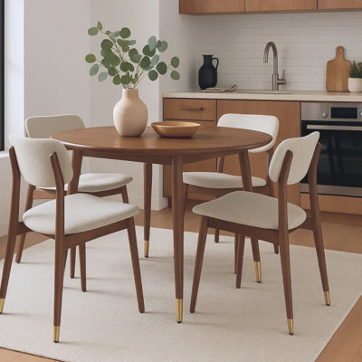 Doucoure Round Solid Wood Base Dining Table