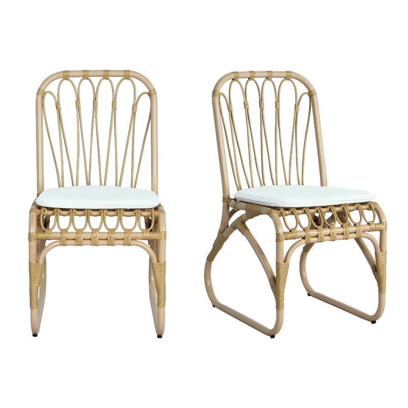 2 pièces de chaises d'extérieur avec coussins. Fabrication en fer, protégée. Pour le jardin, le patio, la cour. Coussinets réglables, cadre élégant en rouille, housses lavables. Cour arrière, patio. Rembourrage de 1,2 pouce d'épaisseur