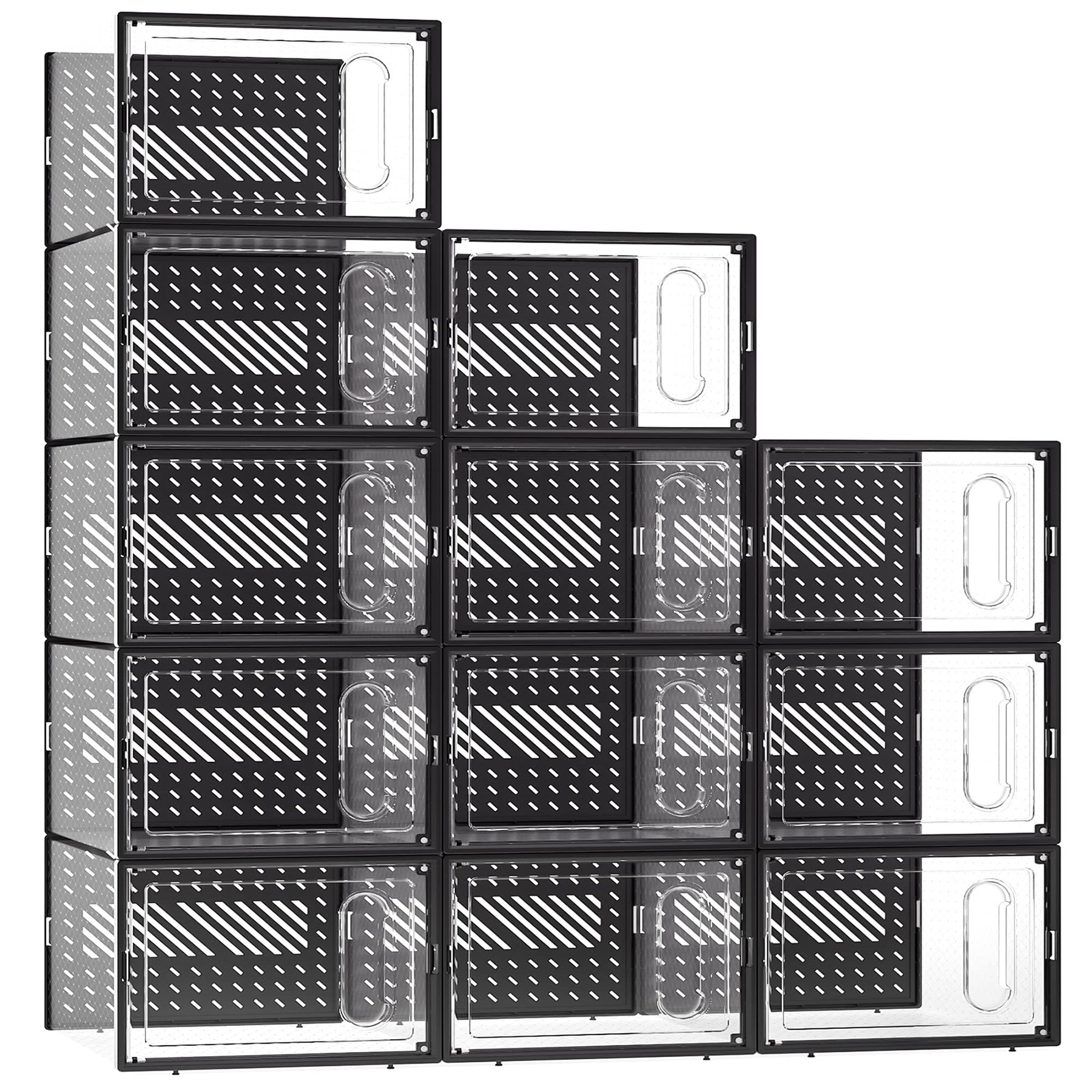 Rebrilliant Large Shoe Storage Box With Magnetic Door, 12 Pack Clear ...