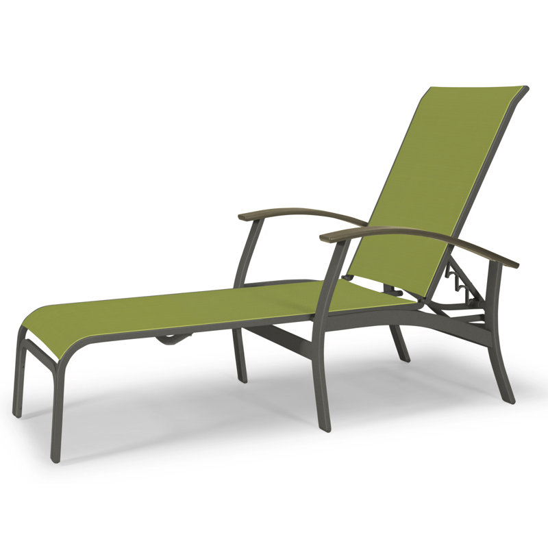 Askar Outdoor Rust-Resistant Metal Chaise Lounge, Lime 38D Sunbrella®, Textured Graphite, Beachwood P40