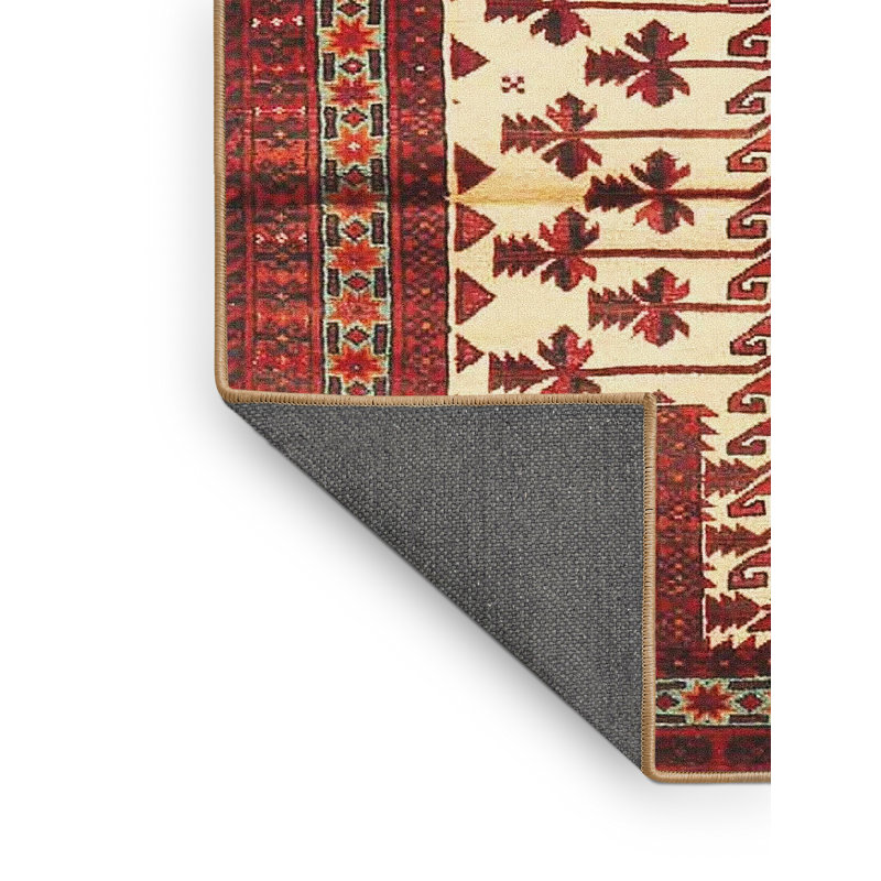 Tapis traditionnel rouge / beige Ulti, Rectangle 5 pi x 7 pi