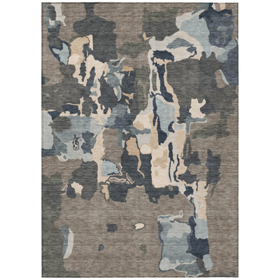 Mysa Brown Washable Indoor-Outdoor Rug - 