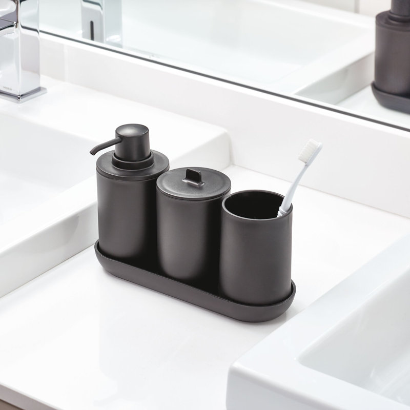 Matte Black Plastic 4-Piece Bathroom Accessory Set