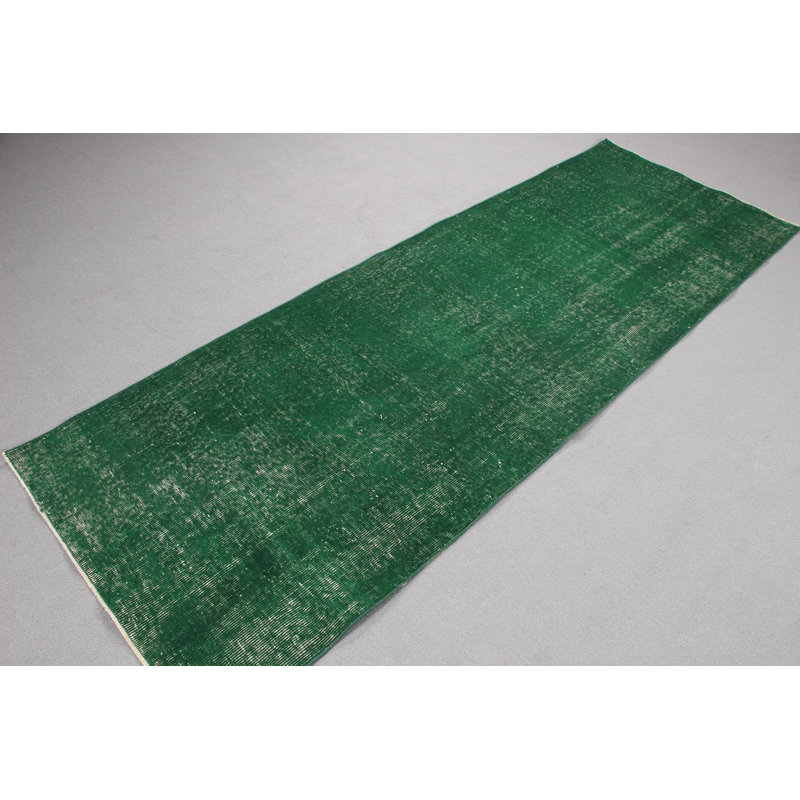 Tapis de couloir rétro vert idéal pour les couloirs de la collection Turkish Overdyed