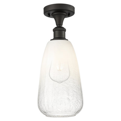 Ballston - Brookhaven Almond - 1 Light 6" Semi-Flush Mount - Oil Rubbed Bronze Finish - Opal Shade