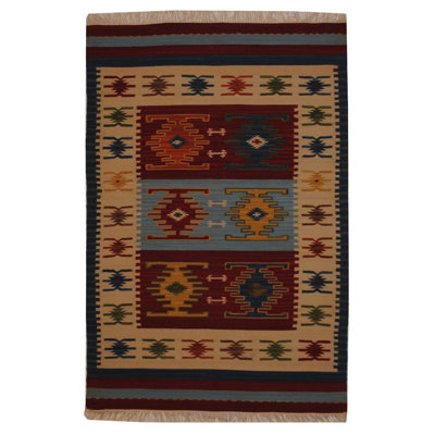 Tapis intérieur rouge / vert / bleu / beige Kilim