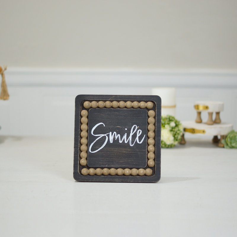 VIP Wood 8 in. Black Smile Sign