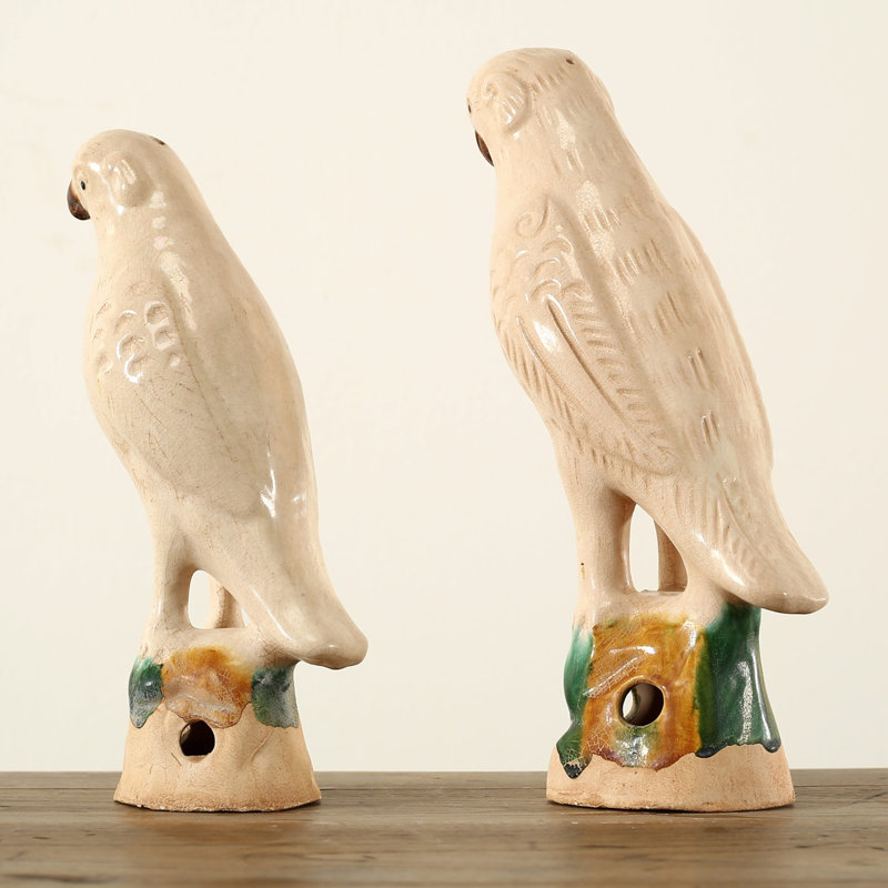 Approx. 10 Inches High Creamy White Glazed Parrot Medium, 12" H x 6" W x 4" D