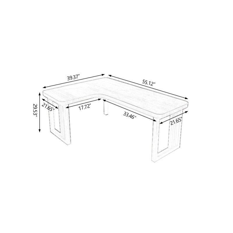 Bureaux rectangulaires en bois massif brun clair, H 29,53 po x l 55,12 po x P 39,37 po, Retour à gauche