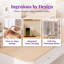 Meuble-lavabo moderne avec miroir à trois volets intégré, éclairage à DEL intégré, rangement dissimulé et tiroirs USB, finition chêne blanc