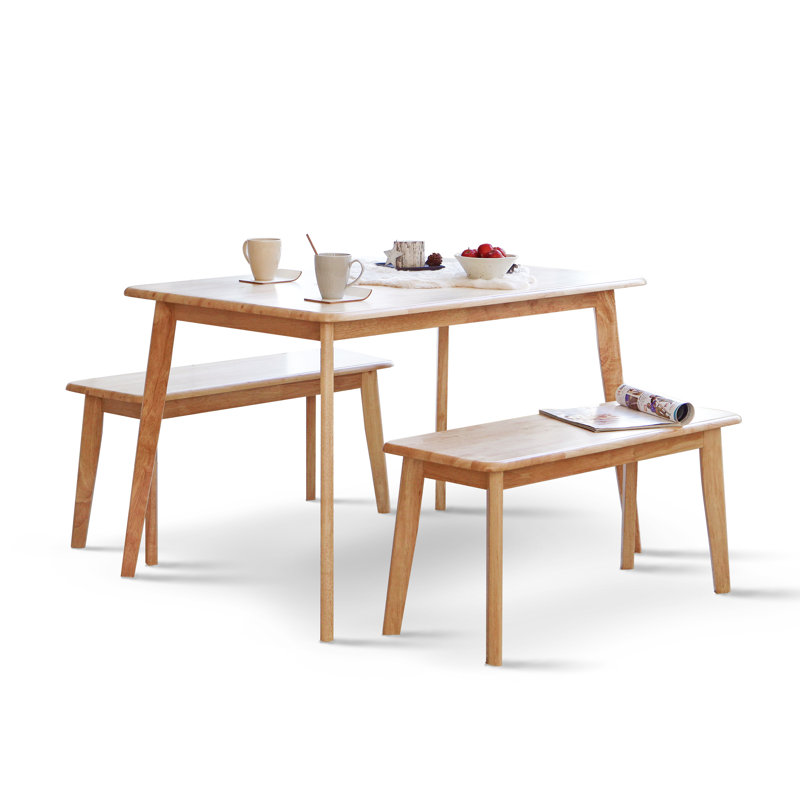 Rowley 4 - Person Rubberwood Solid Wood Modern Dining Table Set, Natural