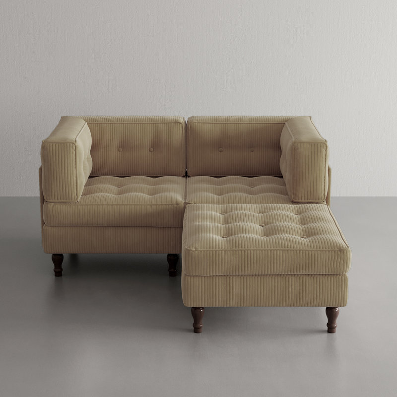 3 Seater Corduroy Sectional, Camel