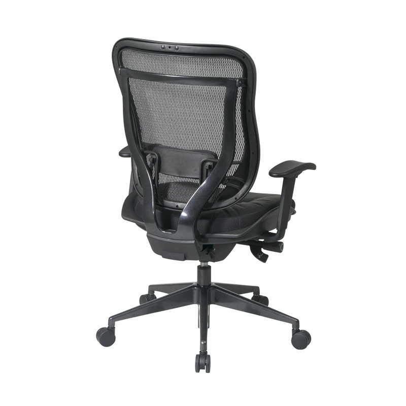 Chaise de travail en filet SPACE, Dossier Matrex et siège en cuir, base en finition