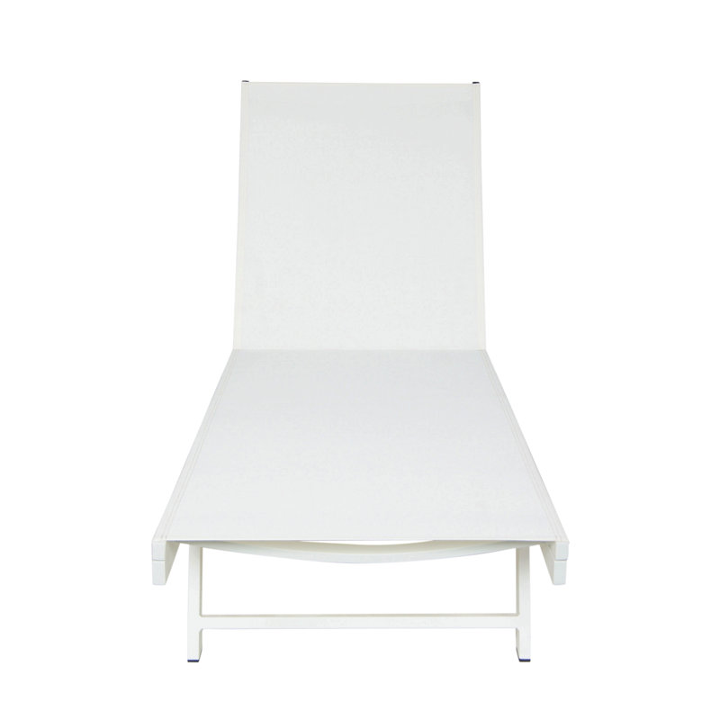 Chaise Lounge Sunbathing Recliner Natural Mesh, 1, White