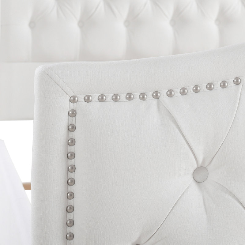Coleman Upholstered Wingback Bed, Bright White Velvet, King
