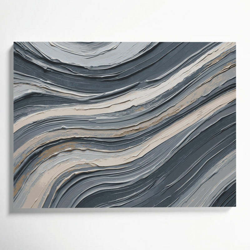 Art mural horizontal sur toile à rayures horizontales gris clair et gris clair, H 11 po x l 14 po