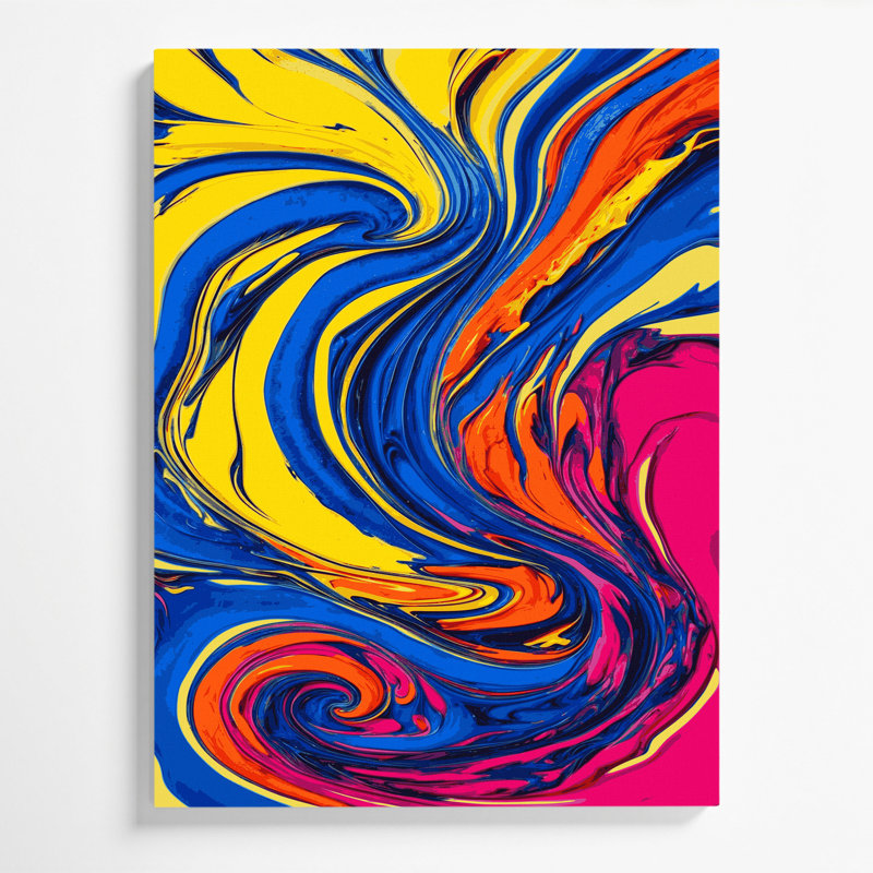 Abstrait art fluide sur toile bleue 38, H 18 po x l 12 po