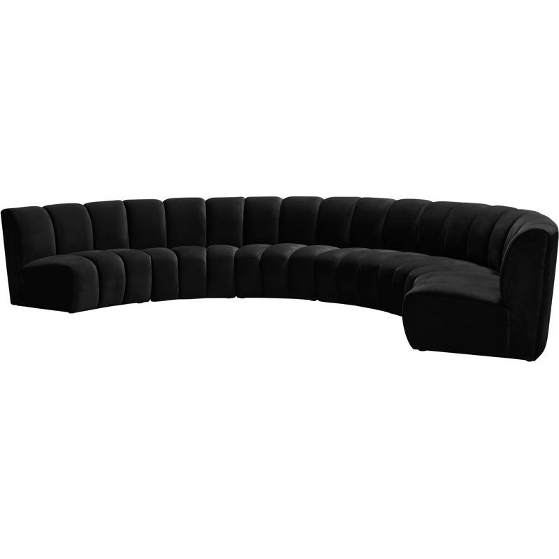 Canapé modulaire en velours Infinity, 6 pièces, Velours noir