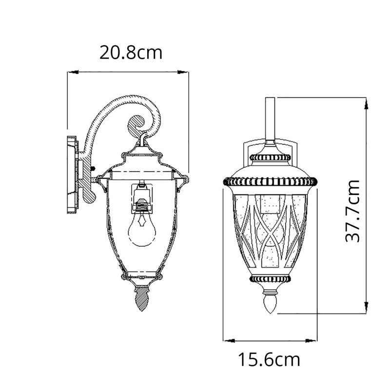 Farella Black Outdoor Wall Lantern, 37.7cm H x 15.6cm W x 20.8cm D