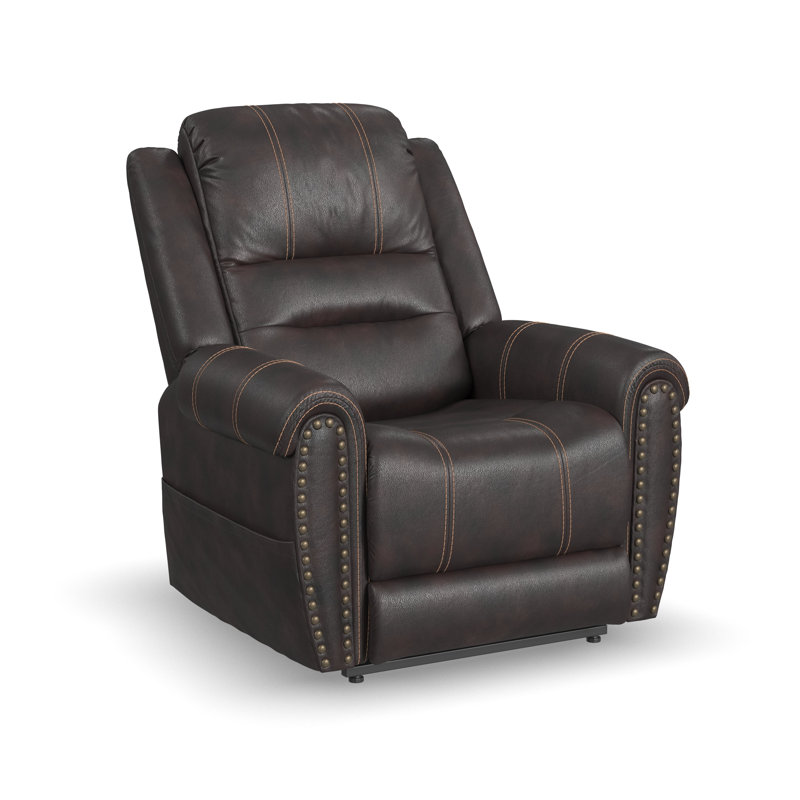 Fauteuil inclinable électrique de 38 po Guelph, Mélasse de cuir grainé brun foncé grainé