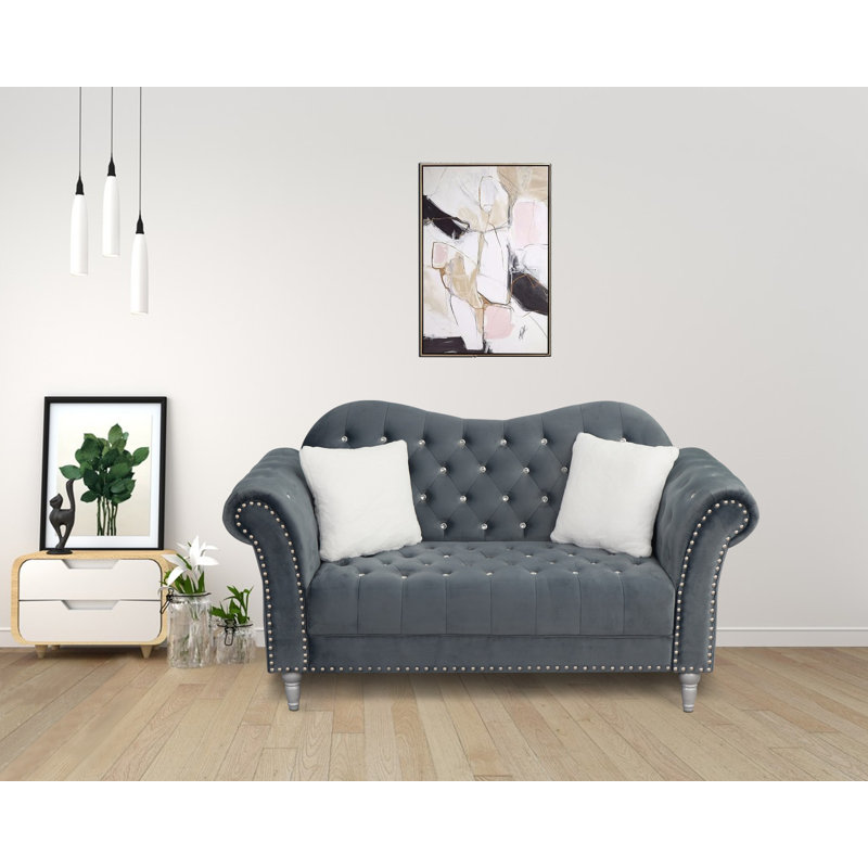 Canapé Chesterfield Josielyn, Gris foncé