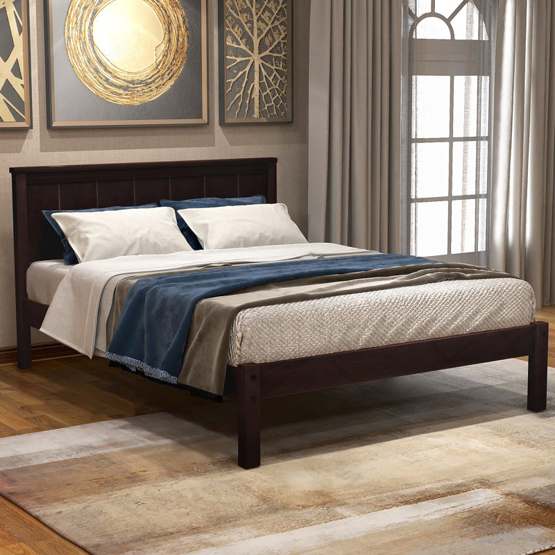 Platform Bed Frame with Headboard, Espresso