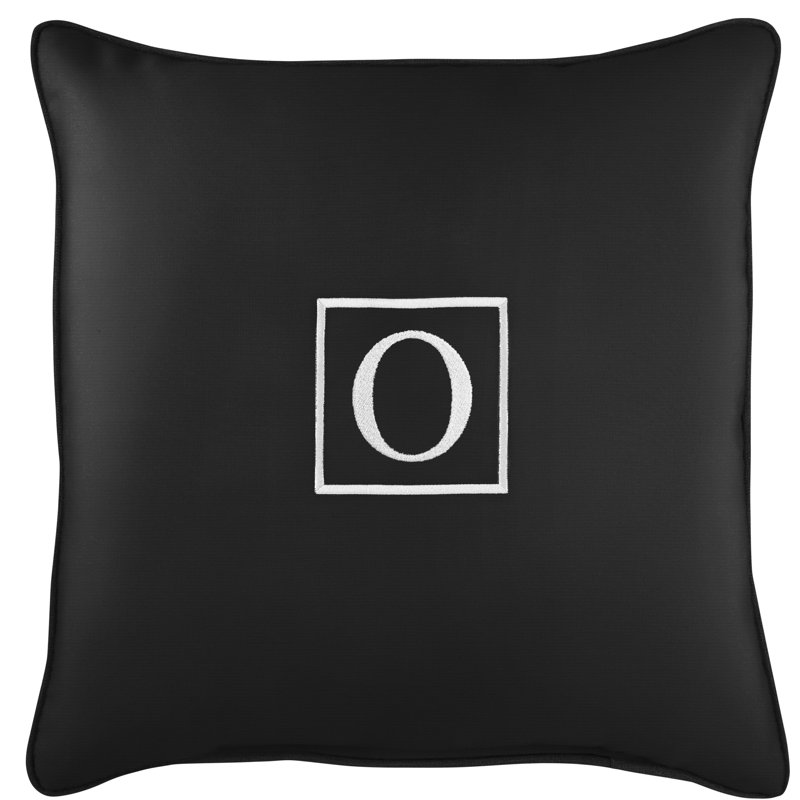 Kettil Embroidered Sunbrella® Outdoor Throw Pillow, Black, O
