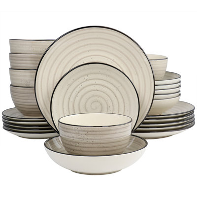 24 Piece Stoneware Dinnerware Set - Service for 6