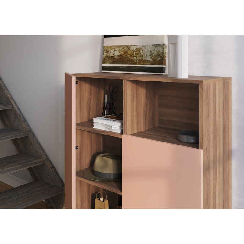 Eliscar Rectangle Accent Chest, Walnut/Pink/Black